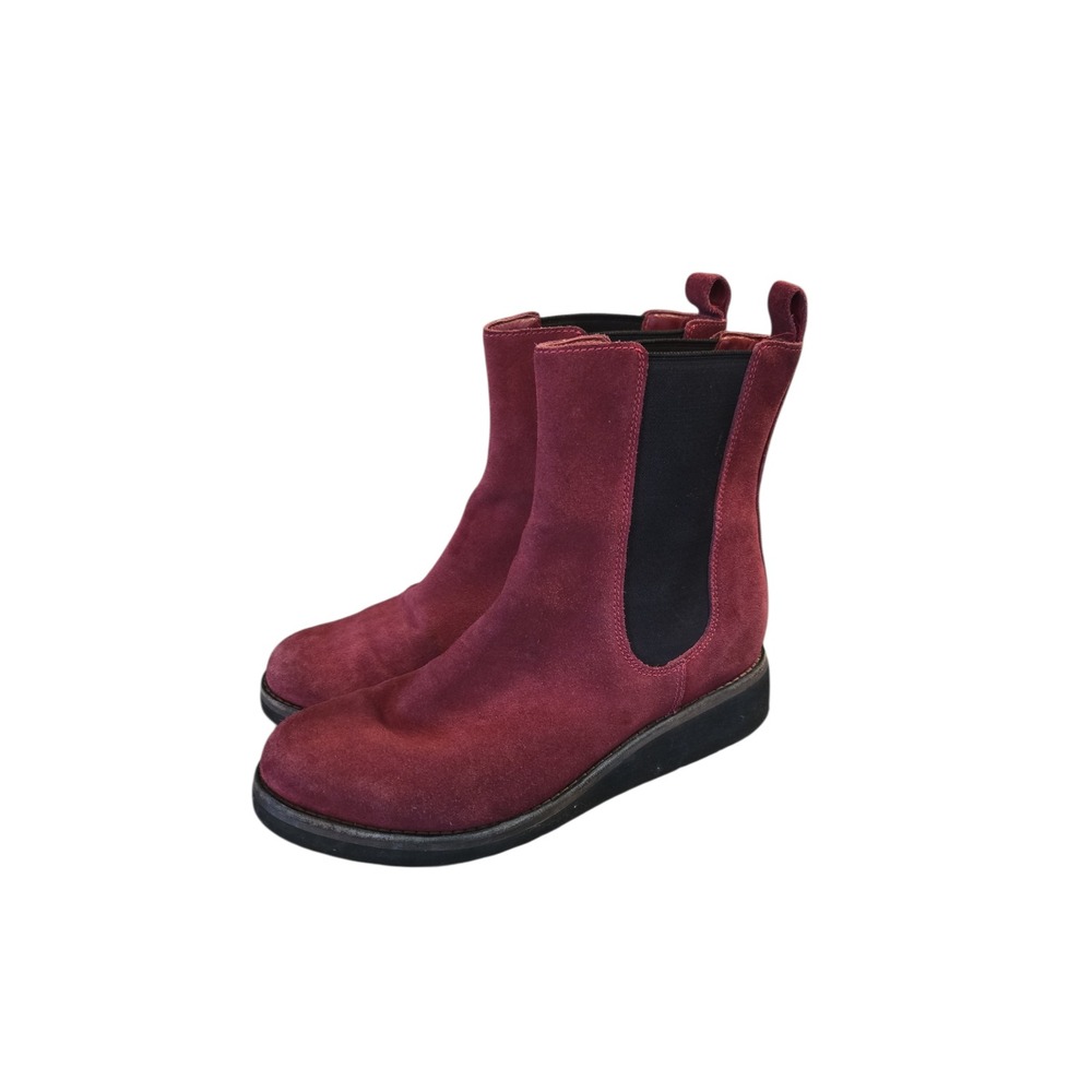 Cole Haan Nike Air Waterproof Suede Chelsea Boots Burgundy